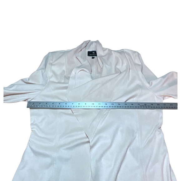 MELANIE LYNE Pale Pink Waterfall Front Faux Suede Long Line Jacket / Cardigan 12 - Picture 5 of 8